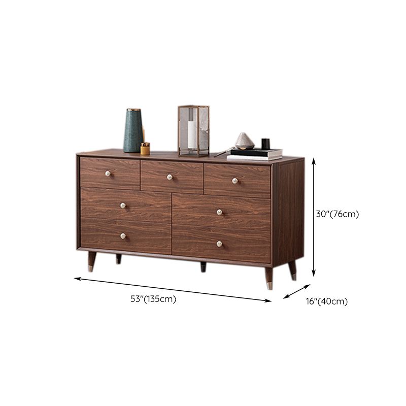 Glam Chest Bedroom Solid Wood Storage Chest in Brown with Drawers