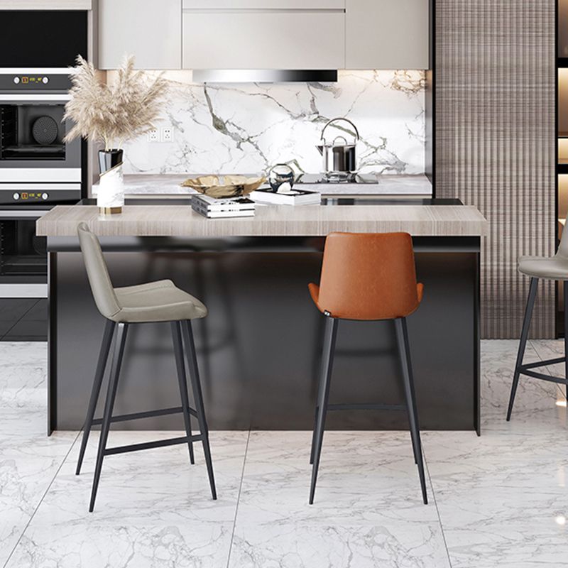 Modern Leather Bar Stool Low Back Footrest Counter Stool for Bristol