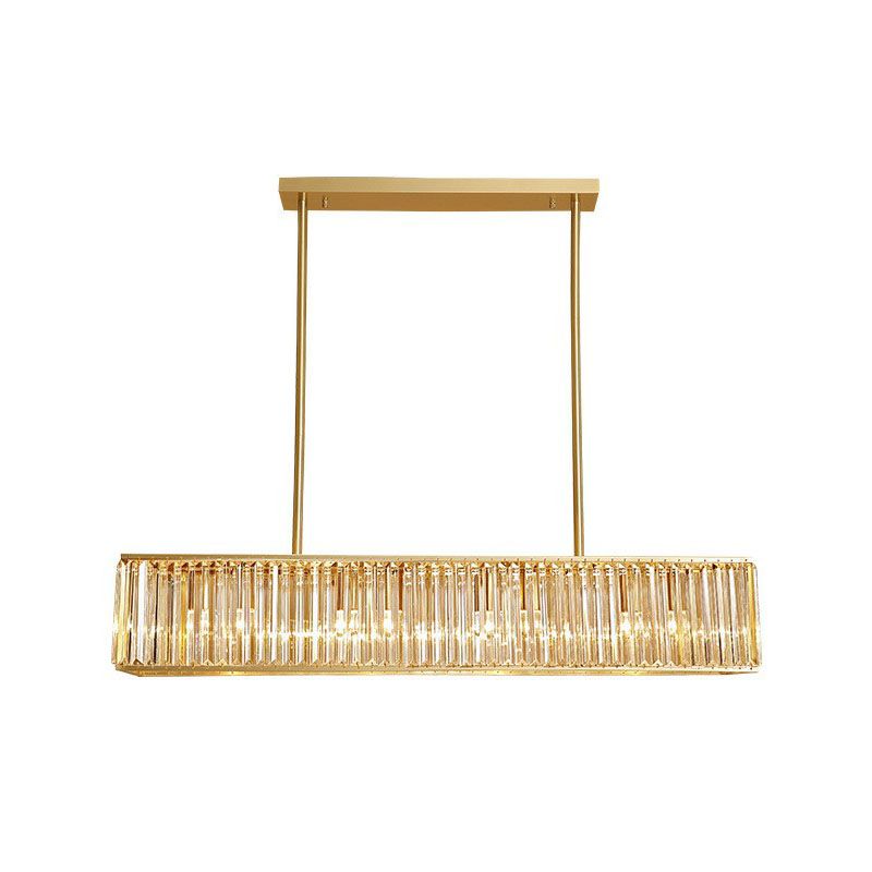 Tri-Prism Crystal Rectangle Island Light Fixture Modern Style Gold Ceiling Pendant Light