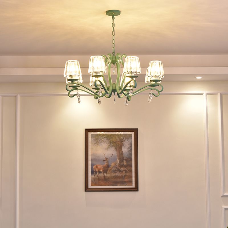 Lampadario in metallo in stile moderno lampadario appeso al lampada a soffitto verde affusolato