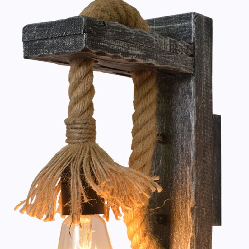 Corda da parete grigia appesa lampadina nuda 1 idee di illuminazione da parete in stile industriale leggero con braccio a L legno