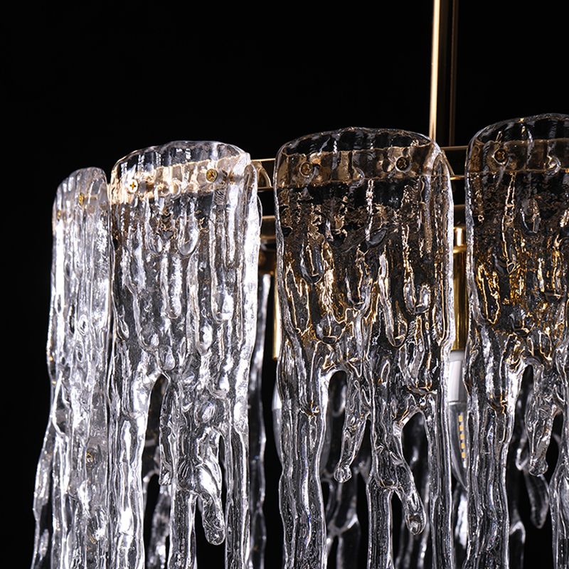Icicle Shaped Glass Island Chandelier Lights Modern Living Room Hanging Pendant Lights