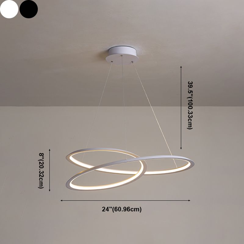 Modern Simplicity LED Chandelier Wrought Iron Linear Pendant Light with Acrylic Shade