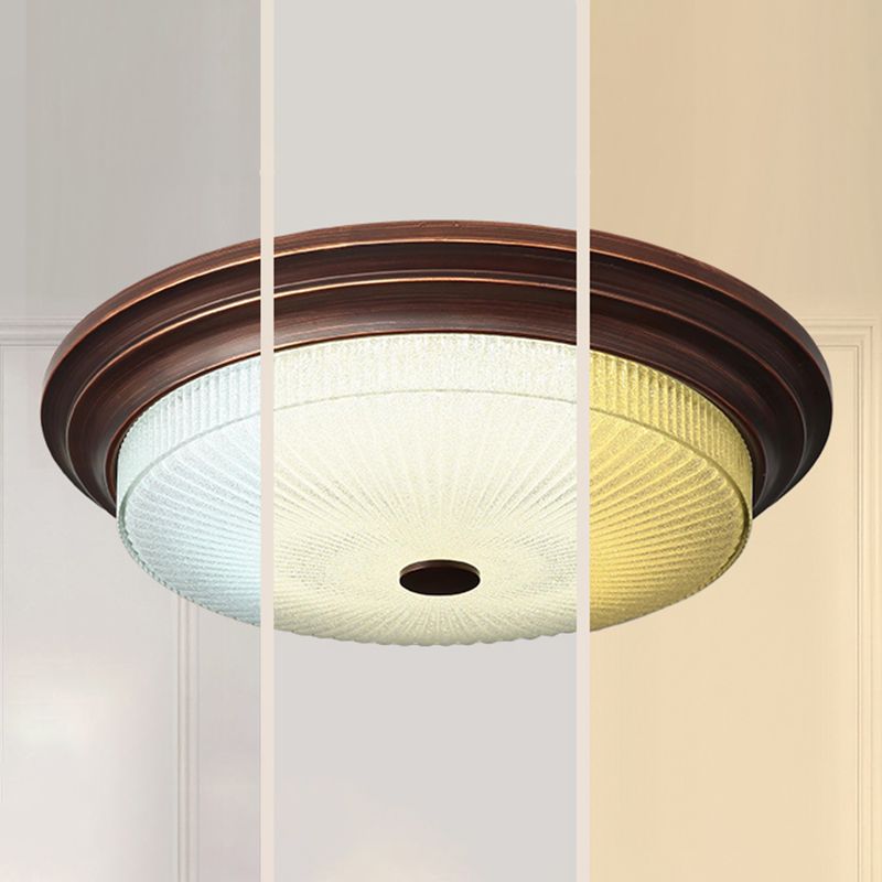American Style Ceiling Light Circle Shape Ceiling Lamp with Glass Shade for Living Room