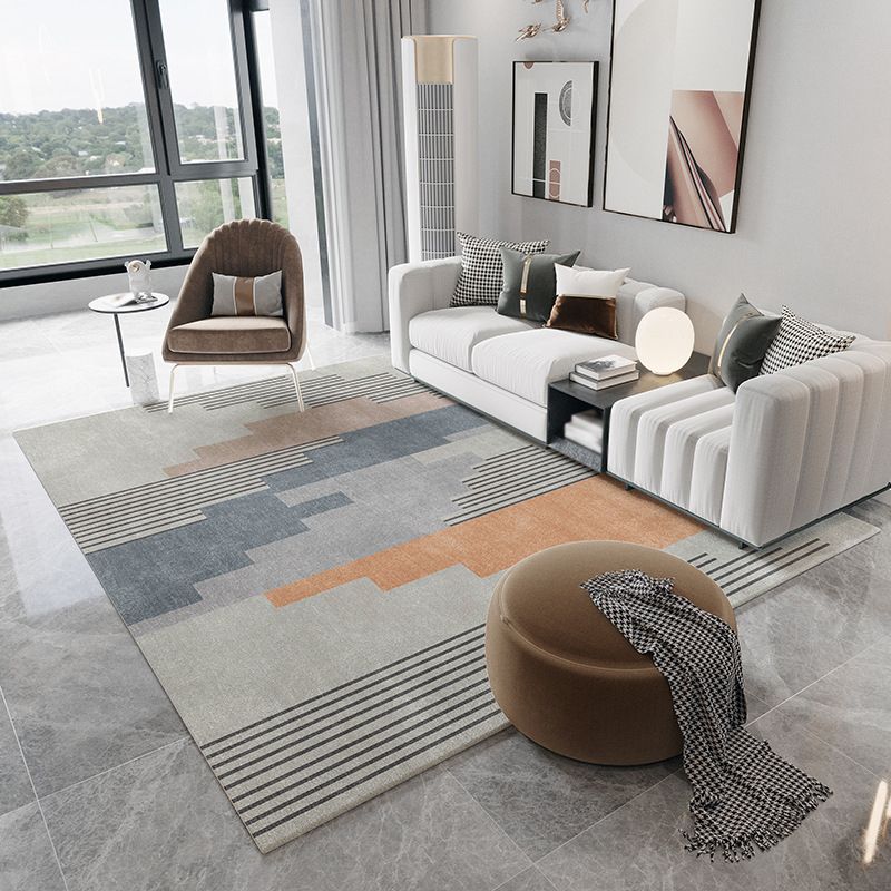 Pink Simplicity Carpet Polyester Color Block Carpet Stain Resistant Carpet for Drawing Room