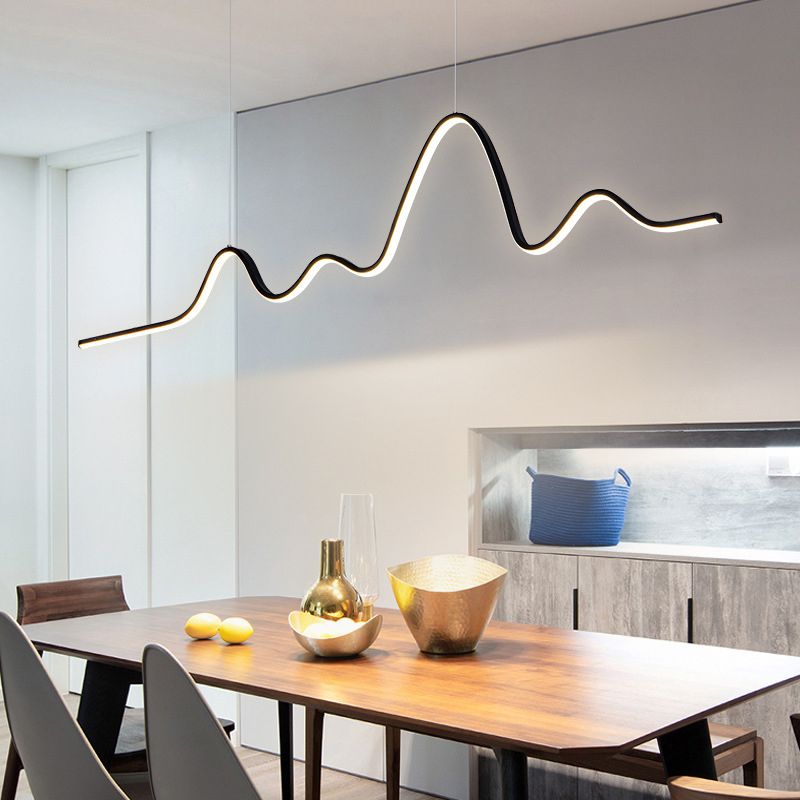 Modern Polish Finish LED Ceiling Light Metal Kitchen Island Lighting for Room