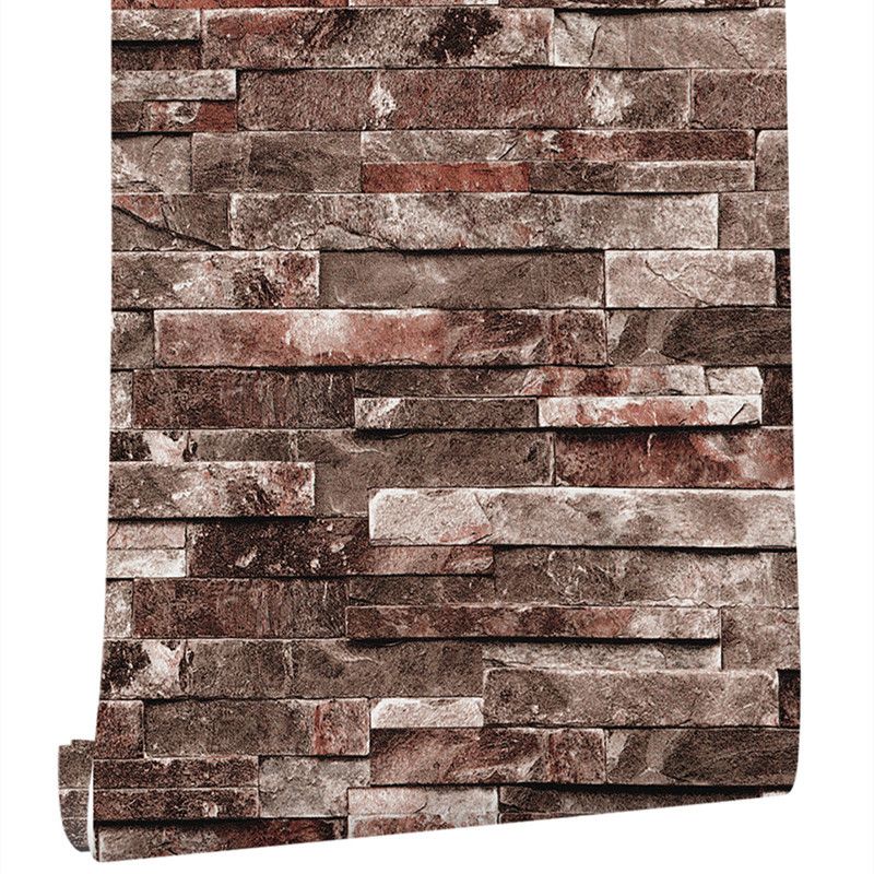 Removable Faux Rock Brick Wallpaper Industrial PVC Wall Covering, 19.5' L x 17.5" W