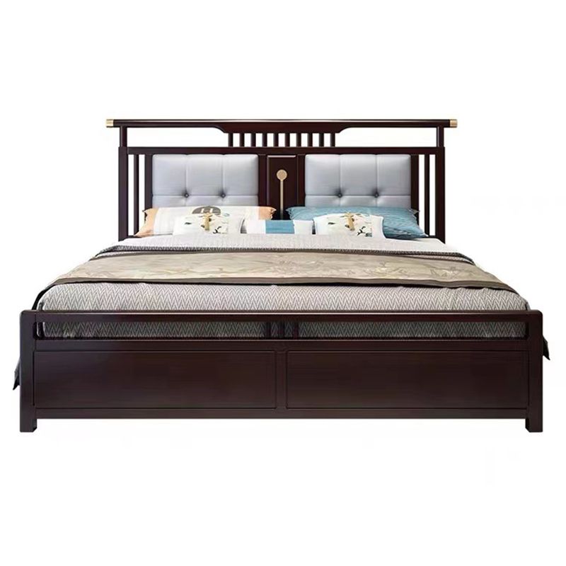 Solid Wood Traditional Panel Bed Tufted Standard Bed with Headboard