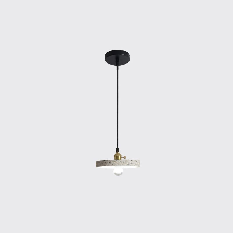 Geometrical Suspension Lighting Nordic Style Terrazzo Single-Bulb White Pendant Ceiling Light