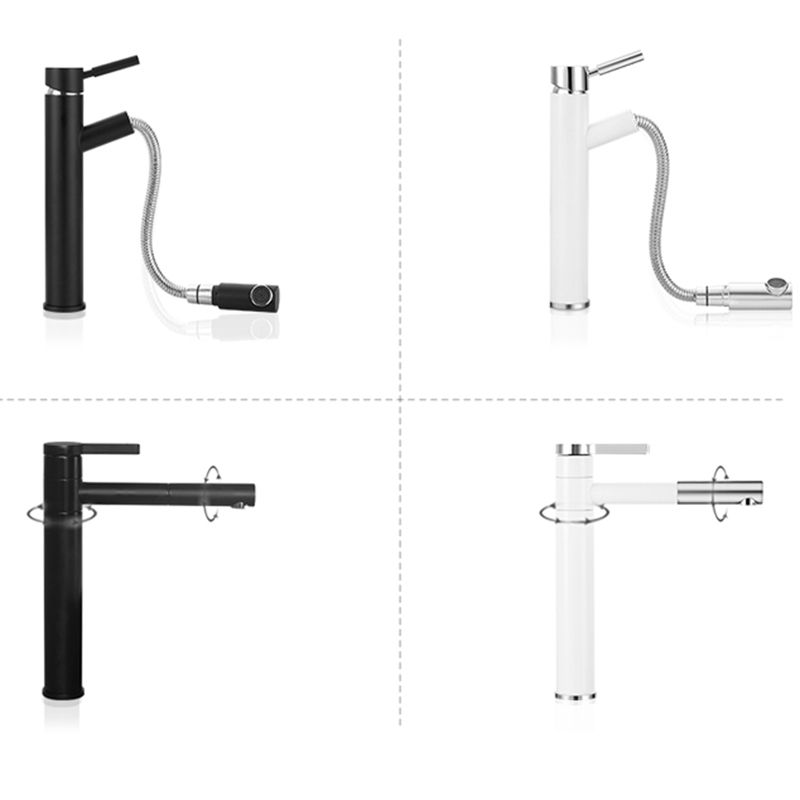 White Modern Sink Washroom Ceramic Rod Handle Faucet Bathroom Sink