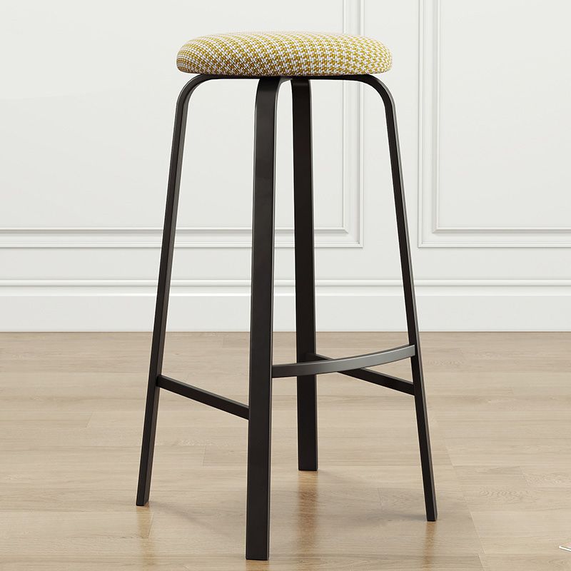 Modern Armless Stackable Counter Stool Iron Cafe Bar Stool with Cushion and Pedal