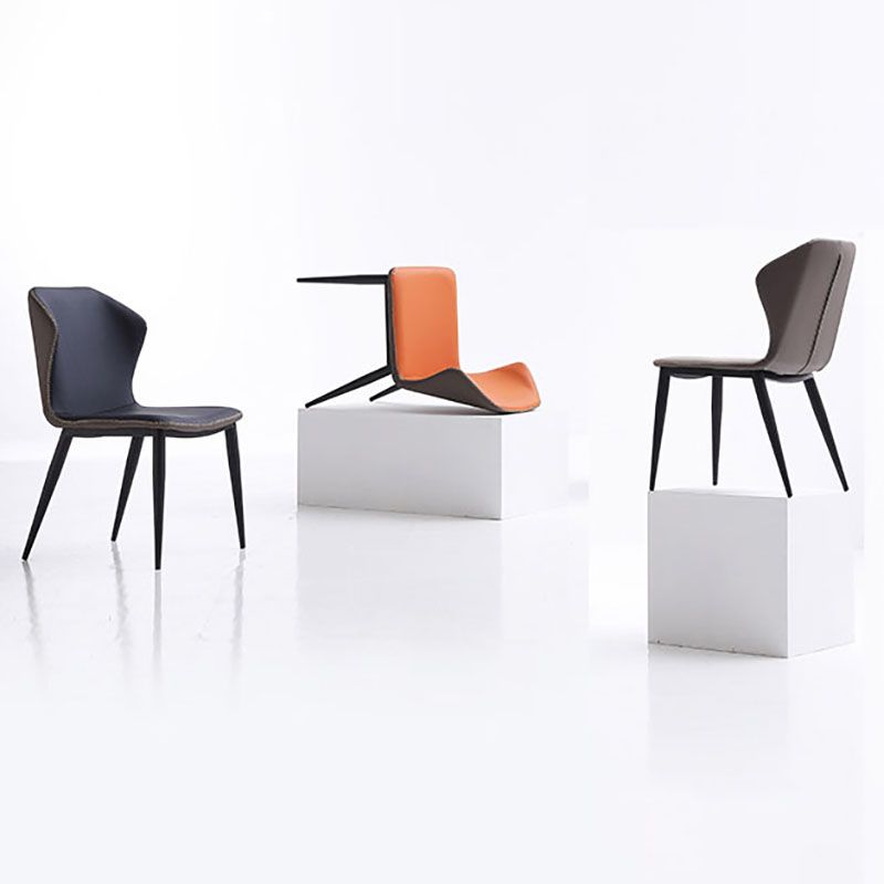 Industrial Wingback Armless Dining Chair Faux Leather Dining Chair for Kitchen