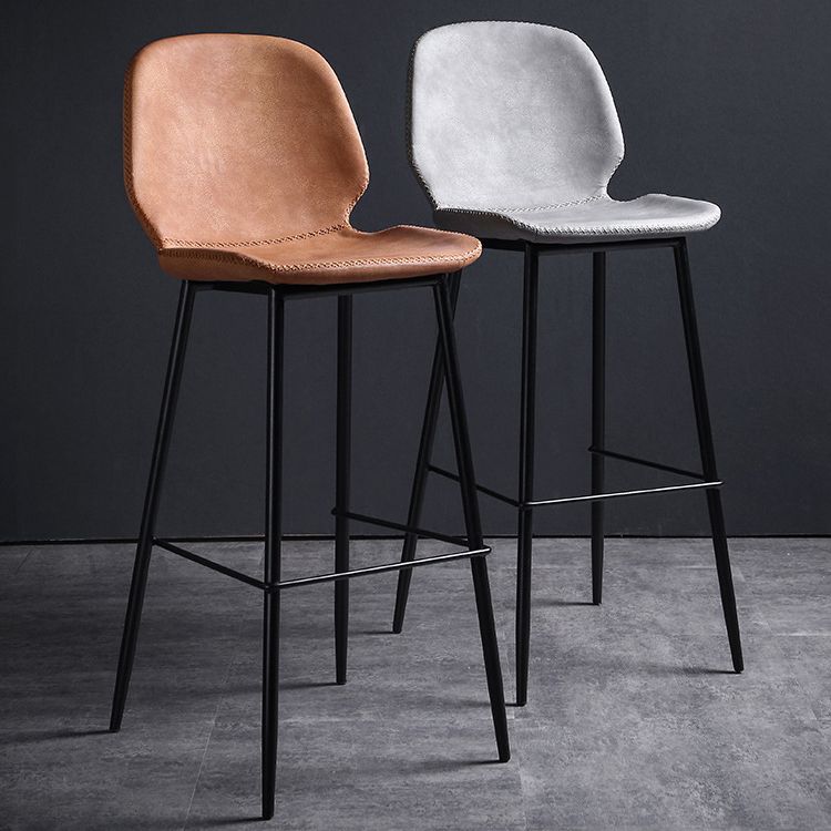 Scandinavian Metal Stool Faux Leather Upholstered Counter Stool Home