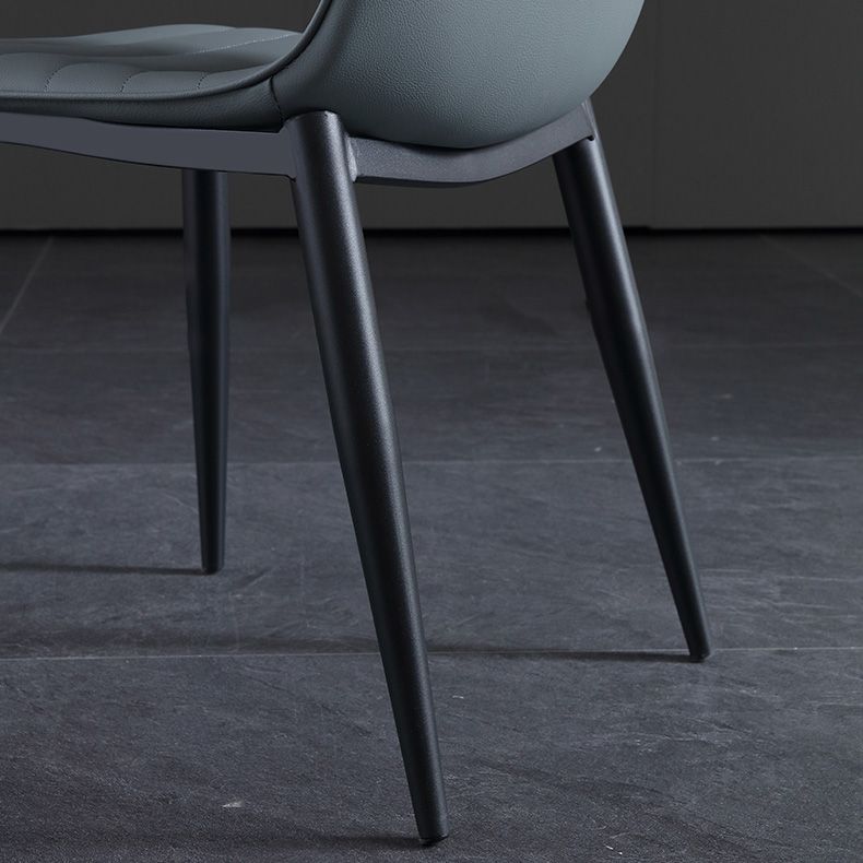 Upholstered Armless Dining Chairs Industrial Metal Legs Side Chair