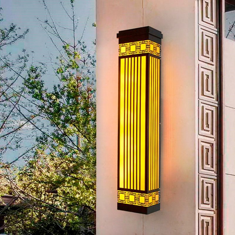 Contemporary Wall Sconce Rectangular Outdoor Wall Light Fixture for Courtyard