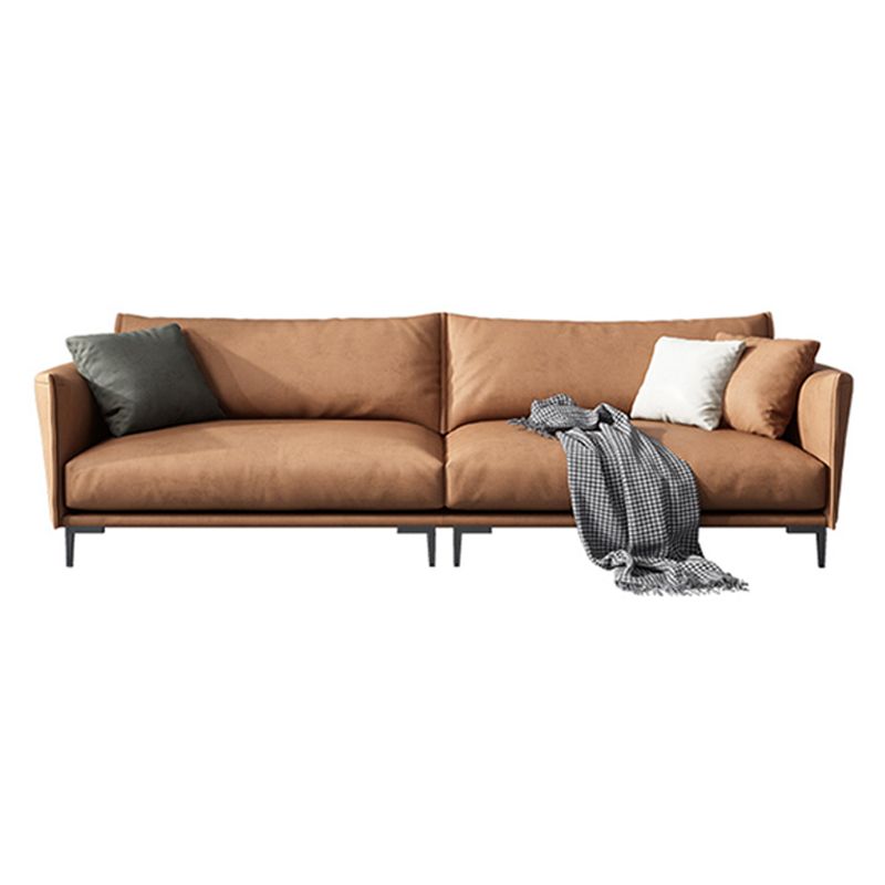 Contemporary Dark Brown Cushions Standard Square Arm Stationary Sofa