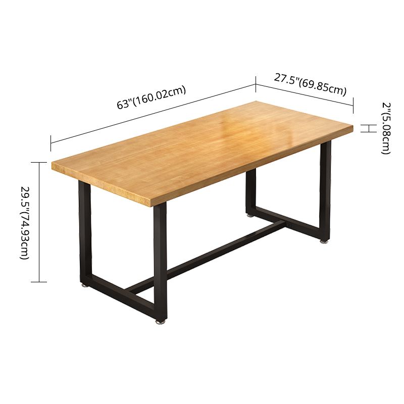 Industrial Style Solid Wood Dining Set with Rectangle Shape Table and Trestle Base for Home Use