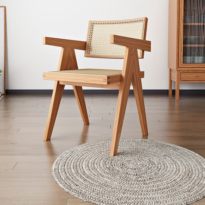 Silla de comedor contemporánea de madera con respaldo abierto para patio