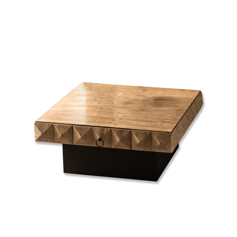 17"H Contemporary Coffee Table Solid Wood Pedestal Coffee Cocktail Table