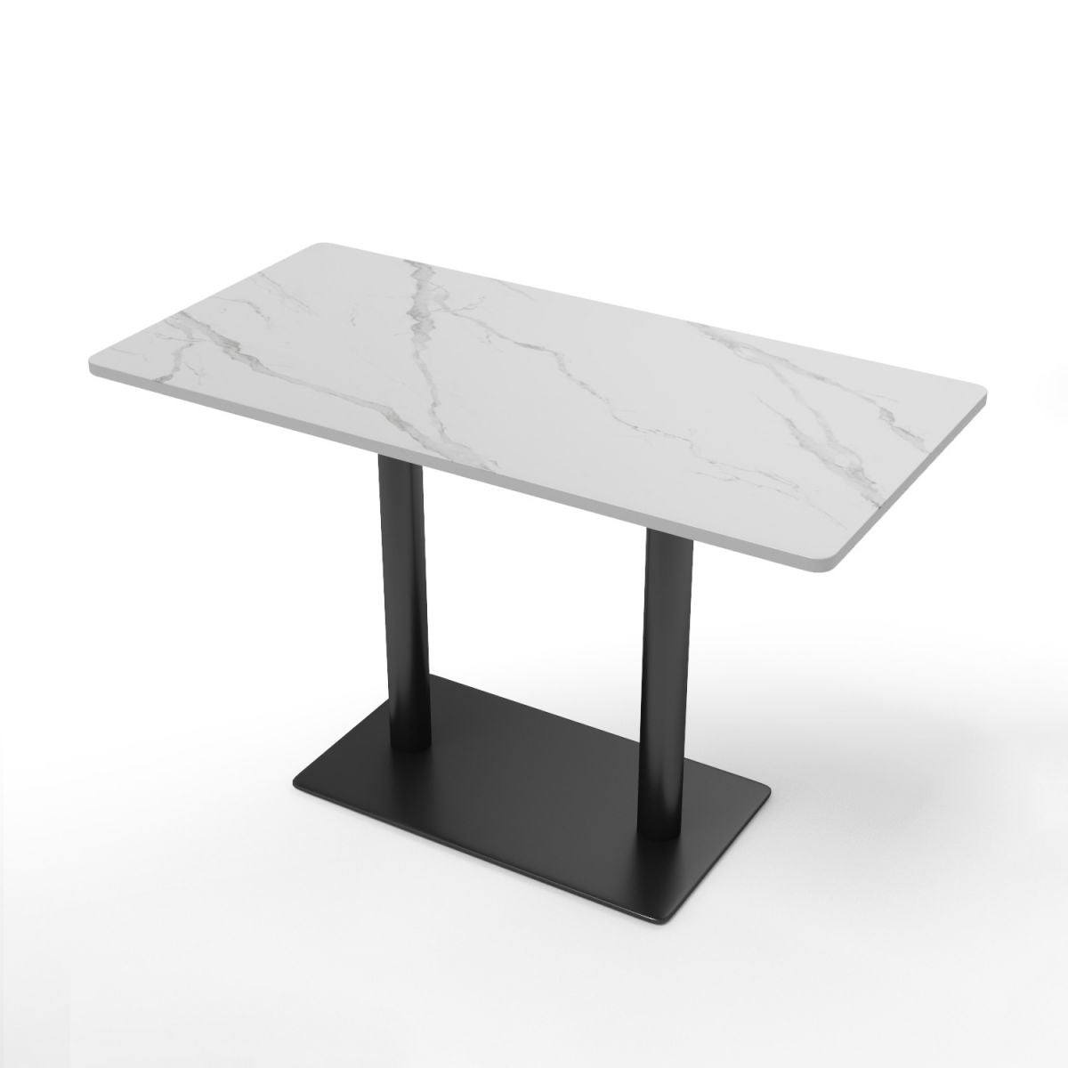 Mesa de comedor moderna de piedra sinterizada, mesa de comedor con marco negro para comedor