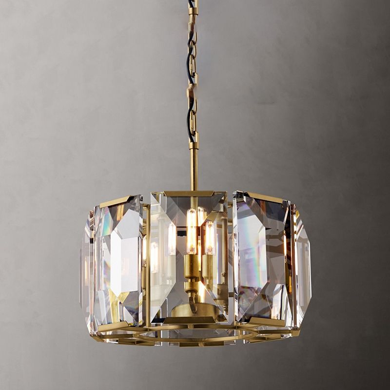 Modern Style Drum Shaped Chandelier Clear Crystal Chandelier for Bedroom