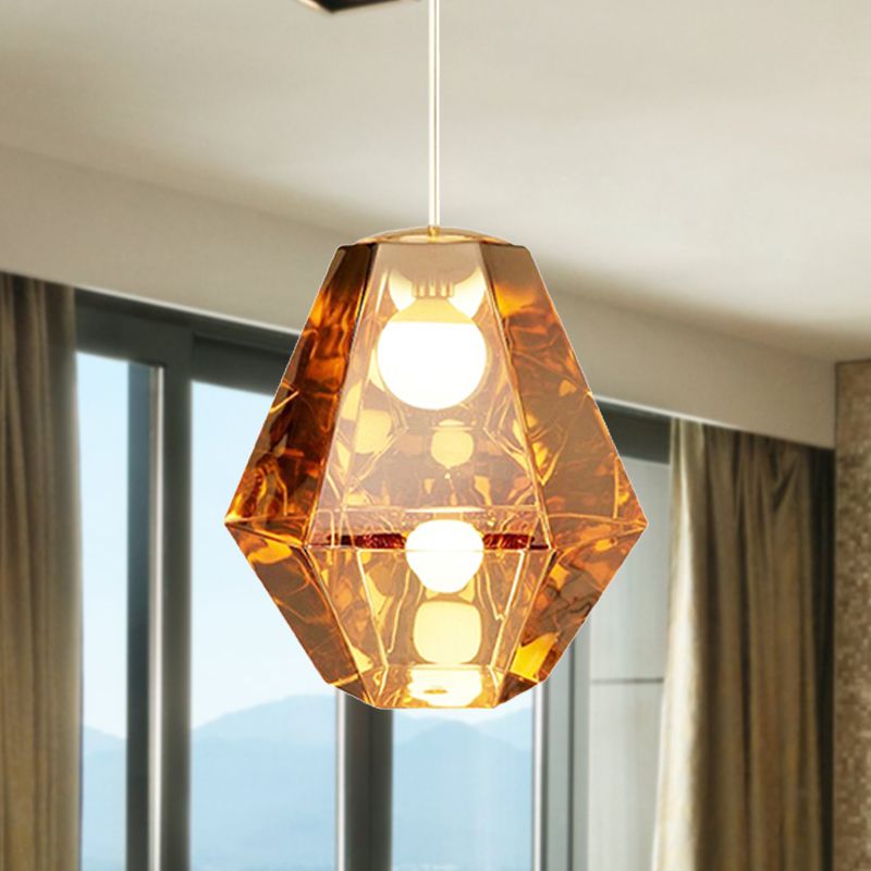 Diamond Anhänger Beleuchtung postmodernes Glas 1 Licht klar/bernsteinfarben