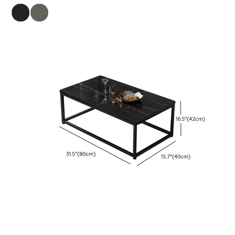 Modern Simple 1 Single Cocktail Table Rectangular Frame Coffee Table with Storage Shelf