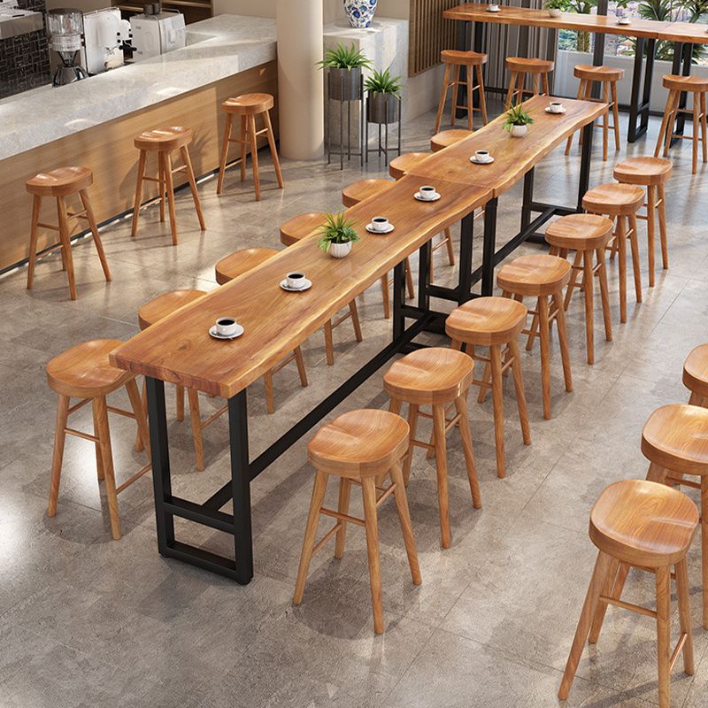 Solid Wood Dining Stool Contemporary Bar Stools with Footrest