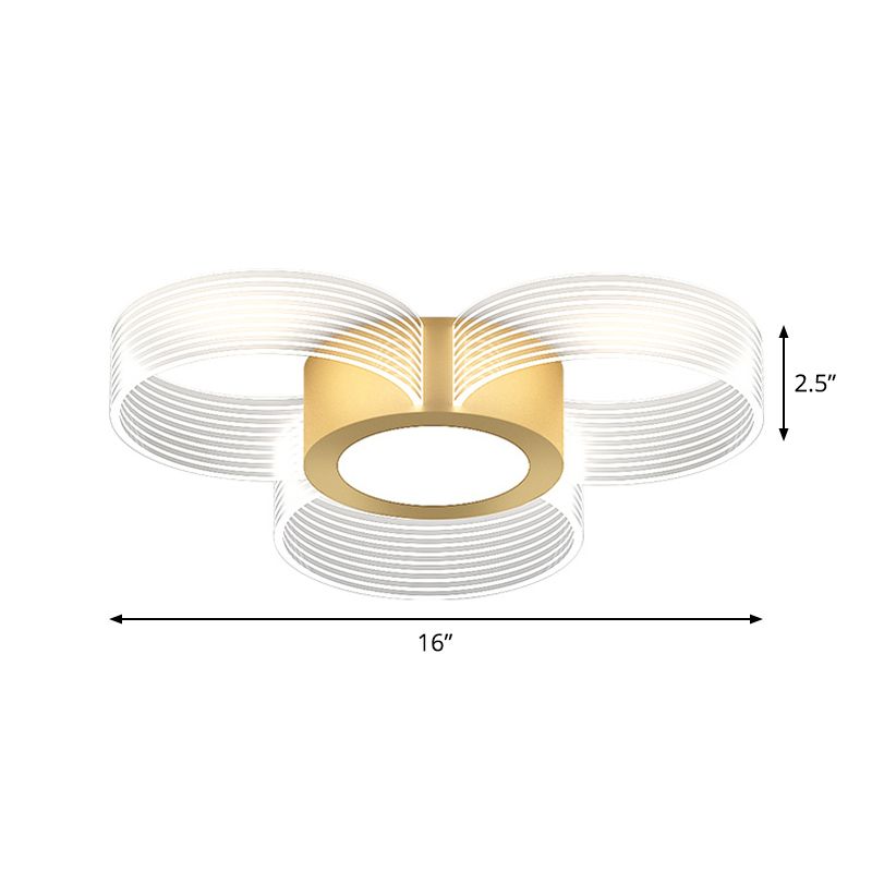 Modern Circle Massimale Light Acrilico 3/4/5 Bulbi Disegno Camera Flush Montaggio Illuminazione in Gold