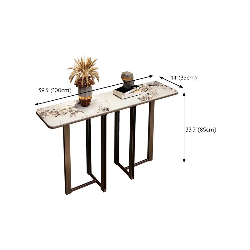 Stone Rectangle Console Table 1 Shelf 33.46" Tall End Table for Hall