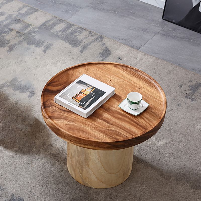 Pedestal Coffee Table Solid Wood Tray Top Coffee Cocktail Table