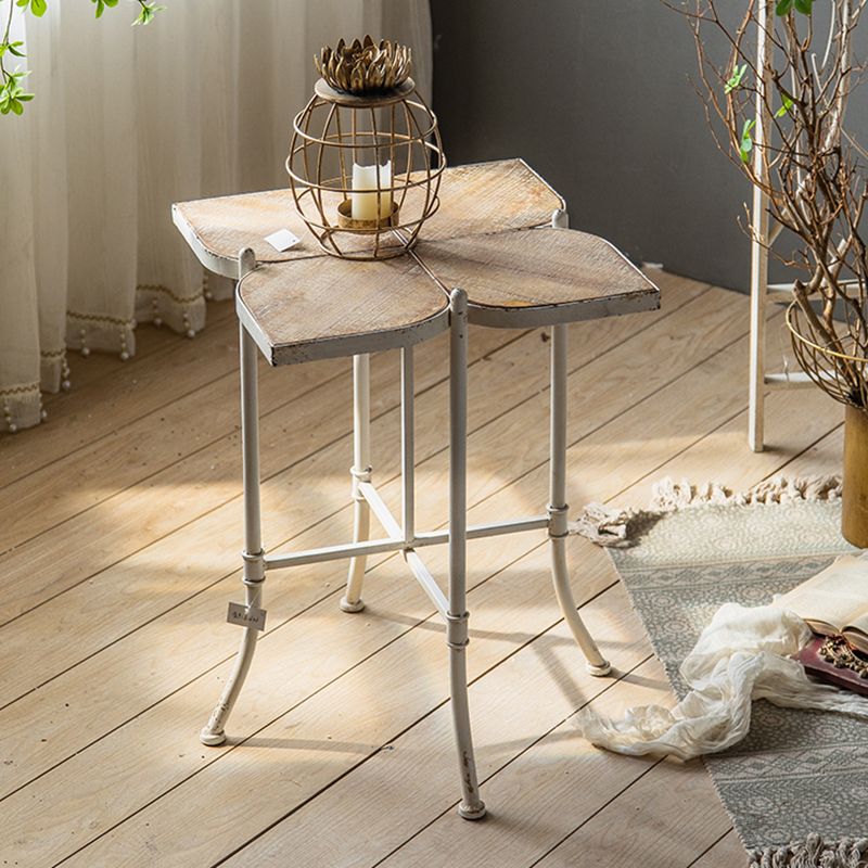 Solid Wood End Table French Country Distressed Side Table in Brown