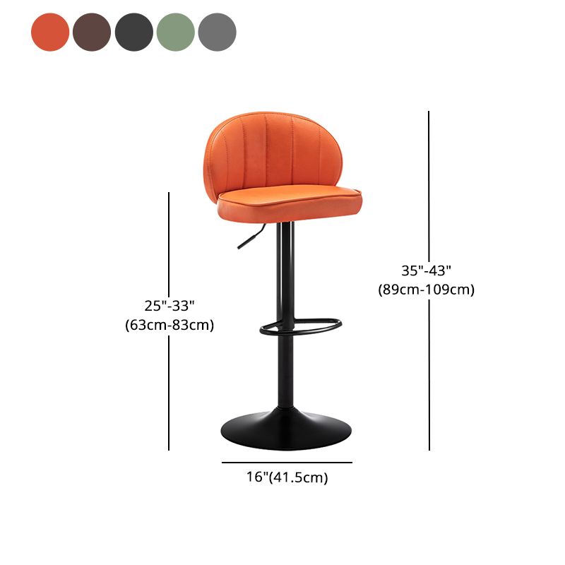 Taburete de bar de acero con respaldo moderno, taburete elevable con cojín de cuero