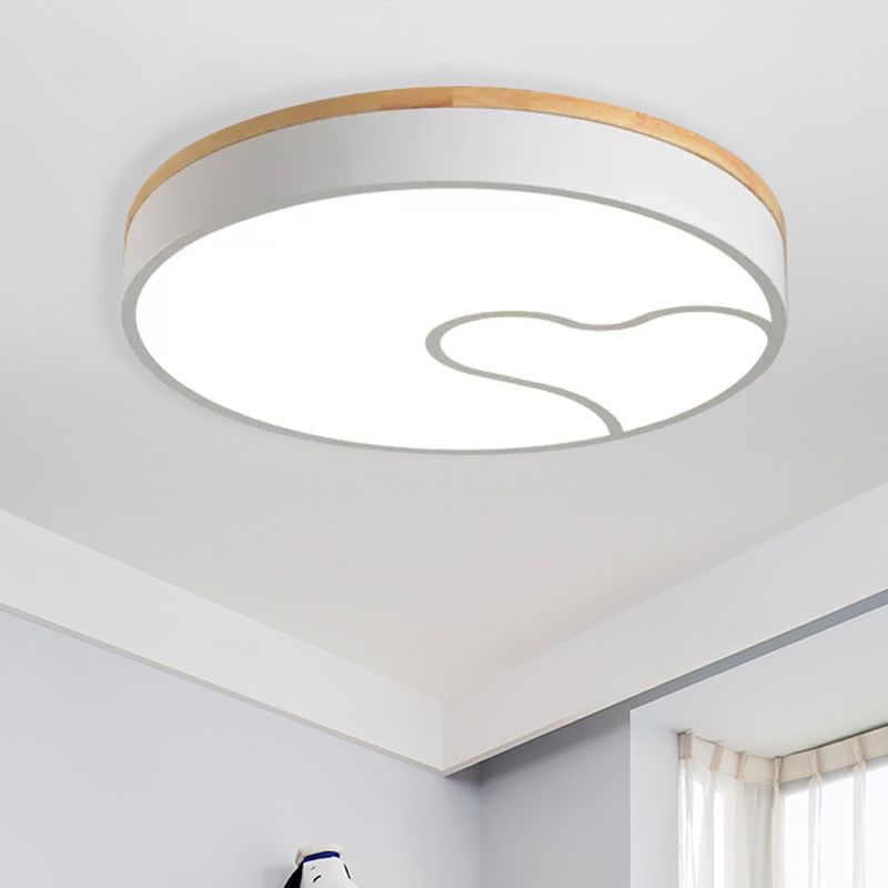Led Nordic Flush Light met Metal Round Shade Groen/Grijs/Wit Plafond Flush Lamp in Warm/Wit
