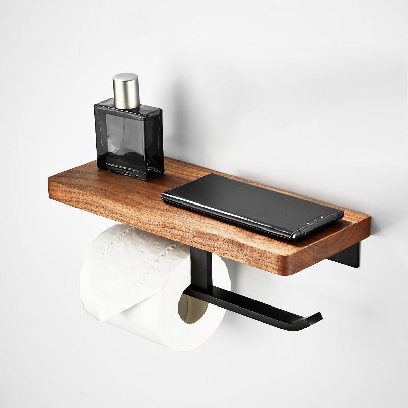 Wooden & Aluminum Bath Hardware Set Black Bathroom Accessory Kit