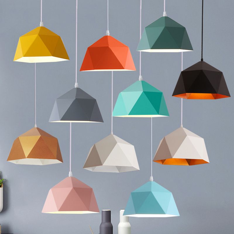 1-Licht-Diamant-Anhängerlampe Nordic Macarons Stil Metall Esszimmer Hanging Lampe