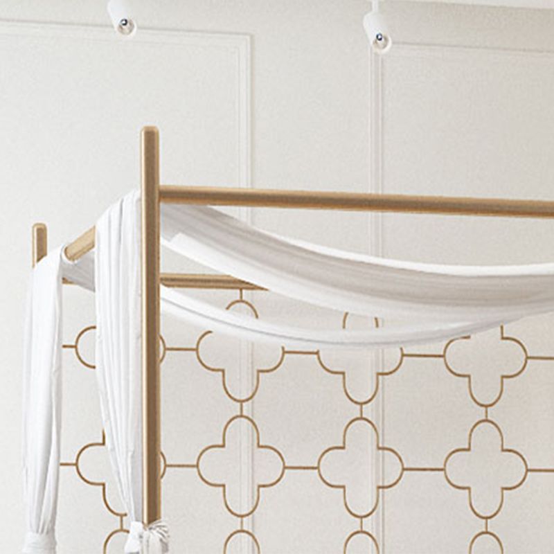 Metal Bed Frame Glam Canopy Bed With Headboard and Footboard