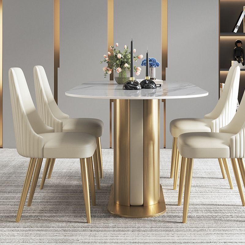 Glam Style Parsons Side Chair Leather White Indoor Dining Chair