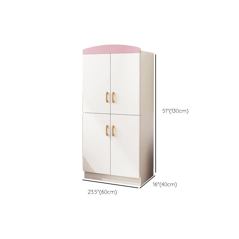 Engineered Wood Wardrobe Armoire White and Pink Wardrobe Cabinet