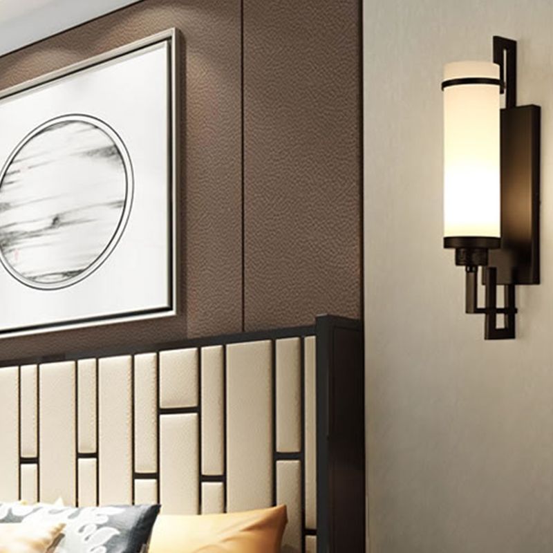 Modern Style Glass Wall Light Cylinder 21.5" High Wall Sconce for Living Room