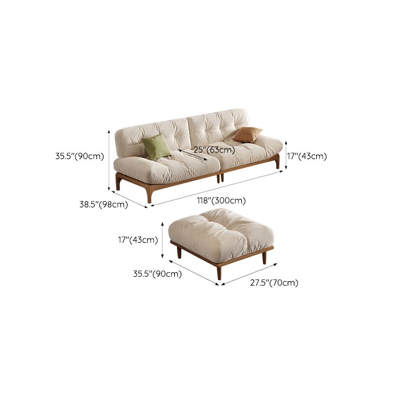 Tropical White Tufted Armless Living Room Faux Leather Seating