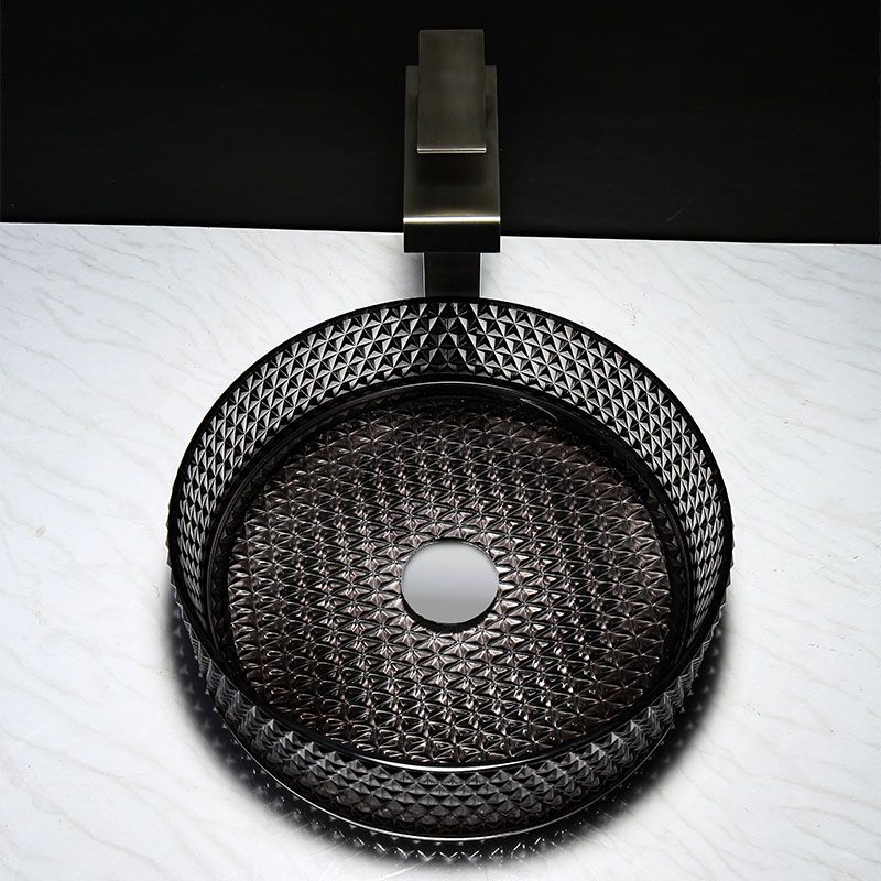 Contemporary Bathroom Sink Glass Round Vessel Bathroom Sink(Not Including Faucet)