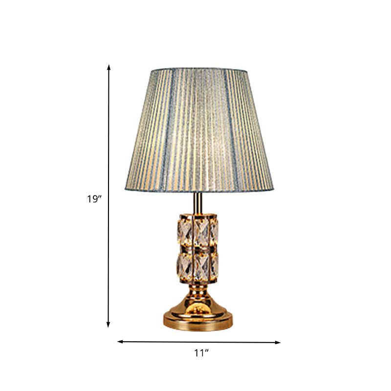1 Glühbirnen -Esszimmertischlampe moderne Goldschreibtisch Licht mit breitem Fackelstoffschatten