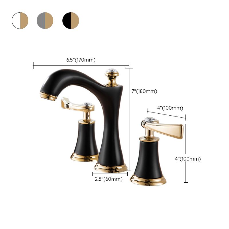 Modern Vessel Faucet Brass 2 Handles Low Arc Vessel Faucet for Home