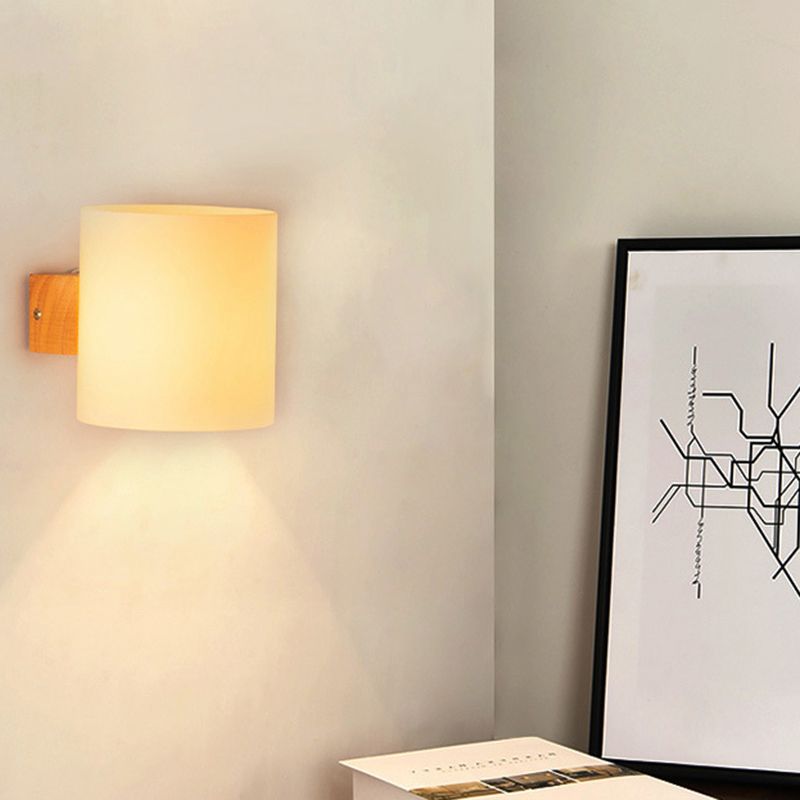 Modern de estilo simple de estilo geométrico Diconteo de madera de madera 1 apliques de luz en marrón