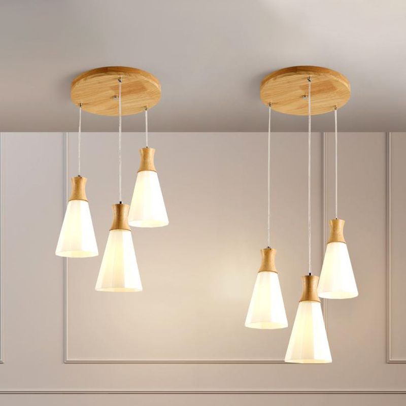 Moderner Stil hängend hängendes helles Holz und Glasanhänger Licht für Schlafzimmer Küche