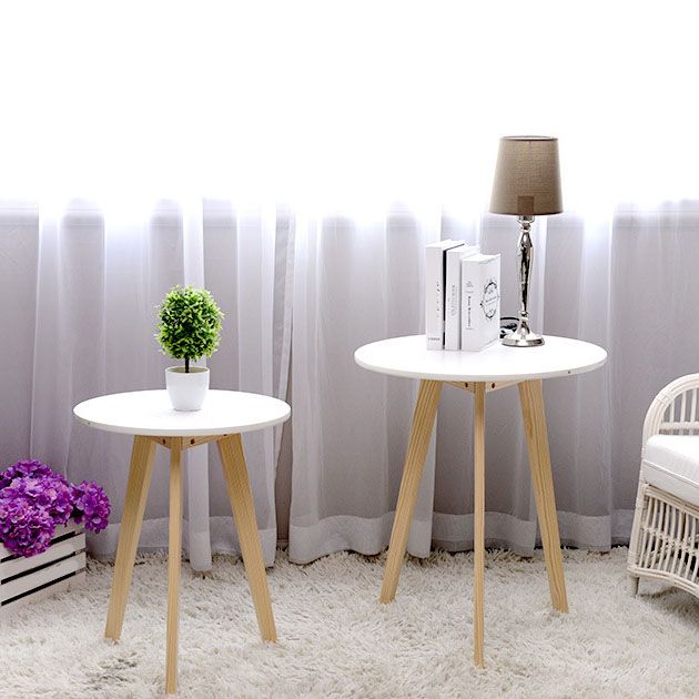 23.62 Inch Wide Scandinavian Sofa Side Accent Table 3 Legs Round Side End Table
