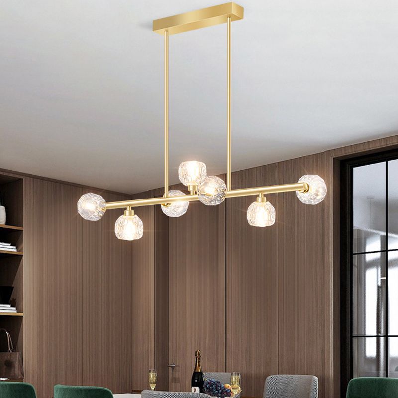 7-Light Modern Golden Kitchen Island Lighting LED Ceiling Light for Bedroom