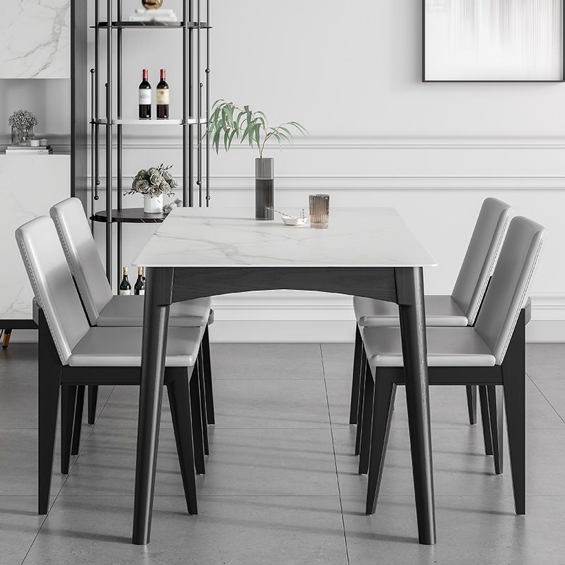Table de salle à manger blanche moderne avec 4 pieds Table de salle à manger rectangulaire en ardoise