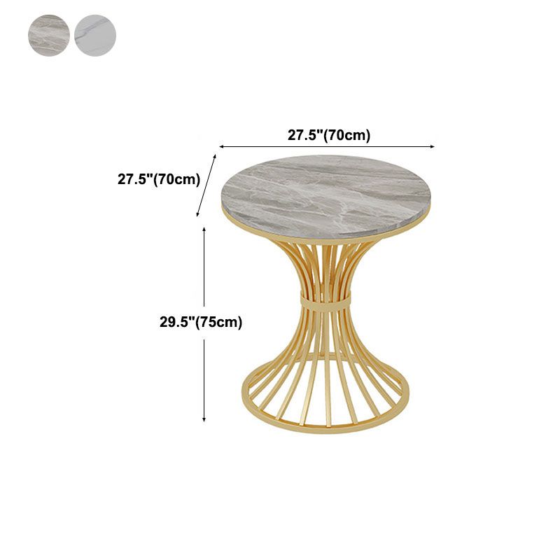 Gold Pedestal Dining Table Modern Style Round Stone Top Table